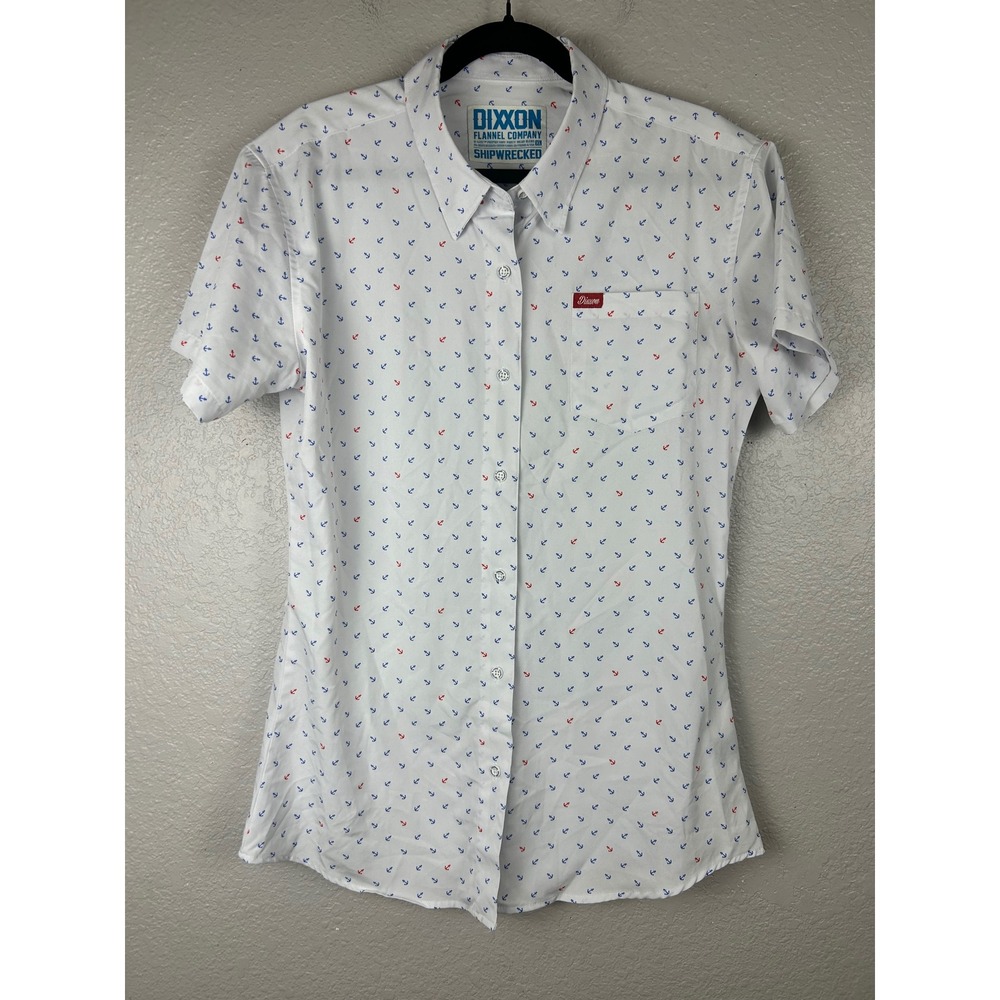 Dixxon Flannel Co Shipwrecked White Anchor Print Button Up Shirt Womens XL